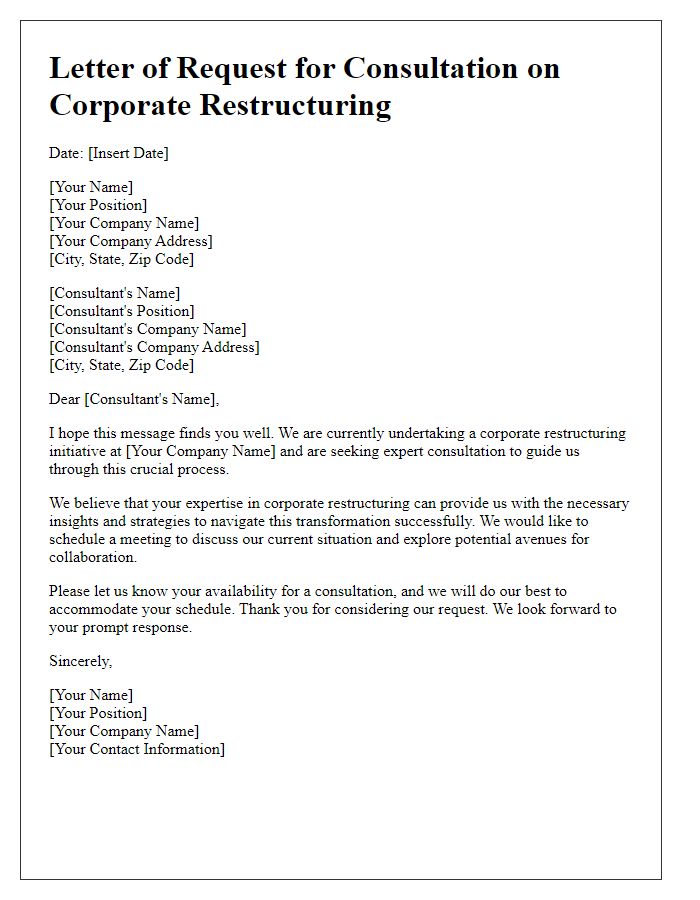 Letter template of corporate restructuring consultation request