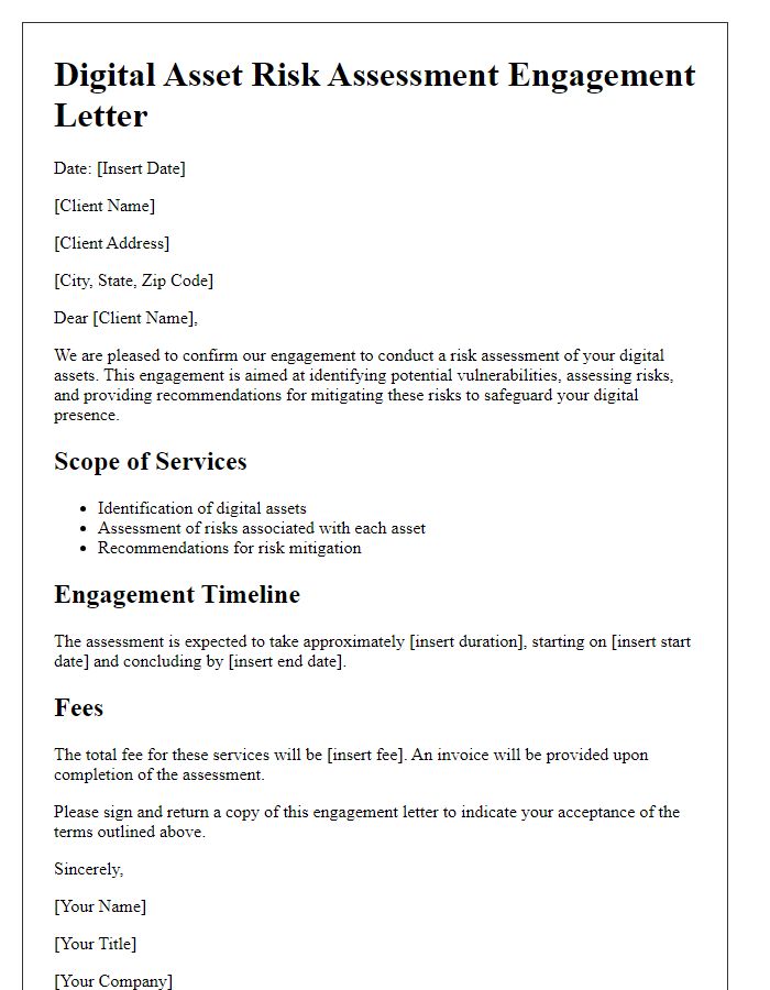 Letter template of digital asset risk assessment engagement