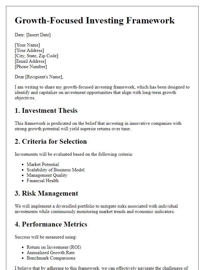 Letter template of growth-focused investing framework