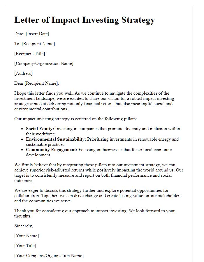 Letter template of impact investing strategy for future returns