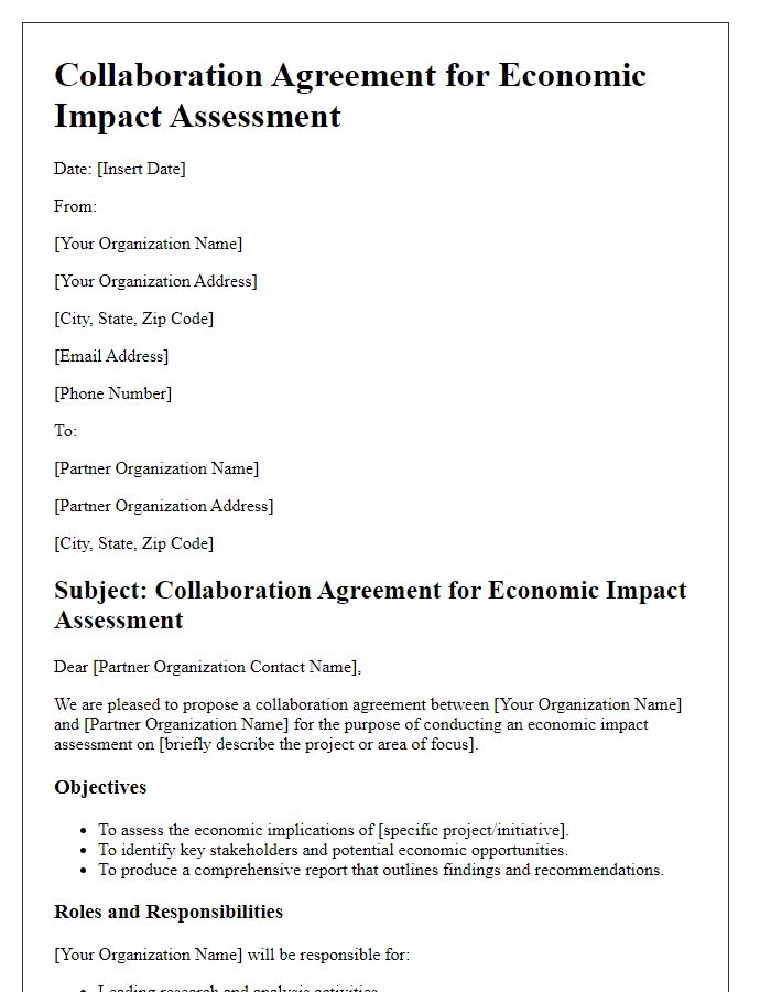 Letter template of collaboration agreement for economic impact assessment