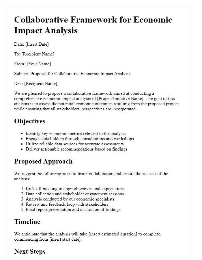 Letter template of collaborative framework for economic impact analysis