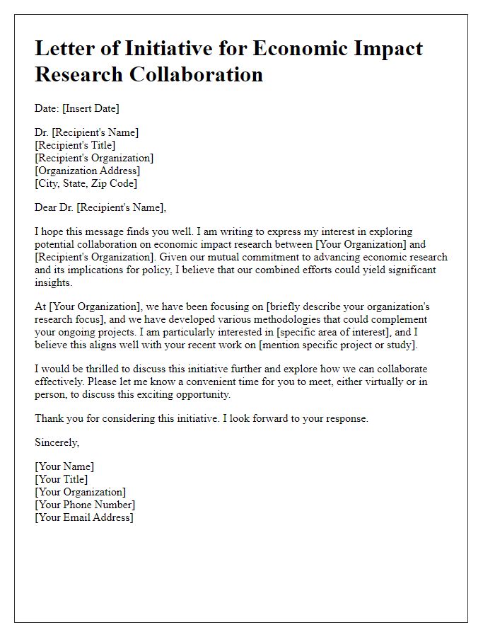 Letter template of initiative for economic impact research collaboration