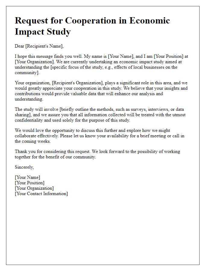 Letter template of outreach for economic impact study cooperation