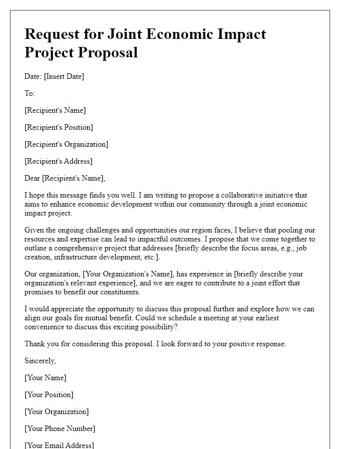 Letter template of request for joint economic impact project proposal