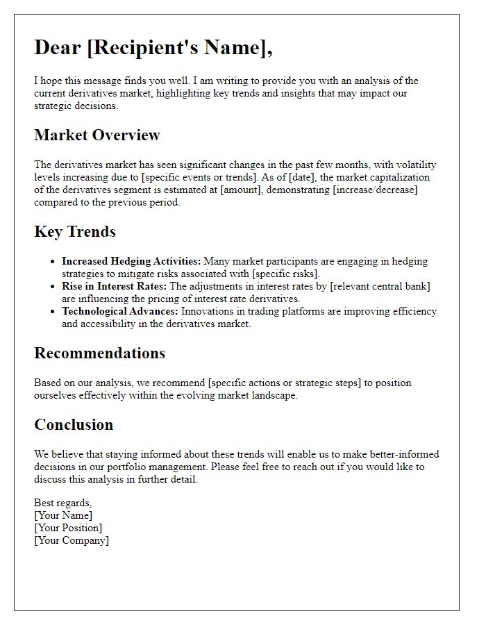 Letter template of derivatives market analysis