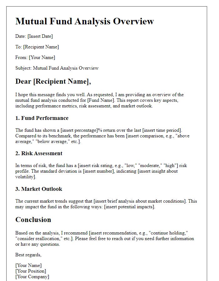 Letter template of mutual fund analysis overview