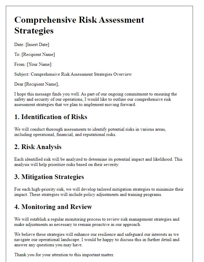 Letter template of comprehensive risk assessment strategies