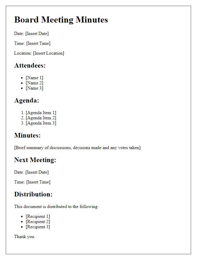 Letter template of Private School Board Meeting Minutes Distribution