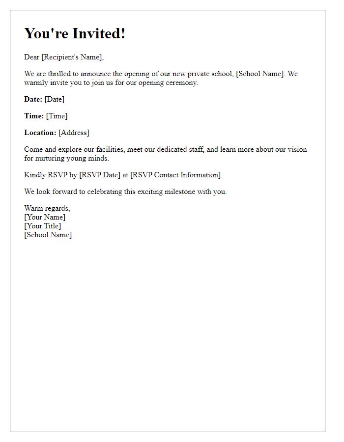 Letter template of invitation to the private school opening ceremony