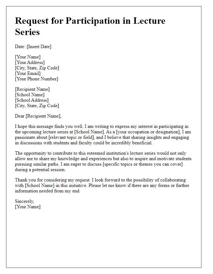 Letter template of request for participation in private school lecture series