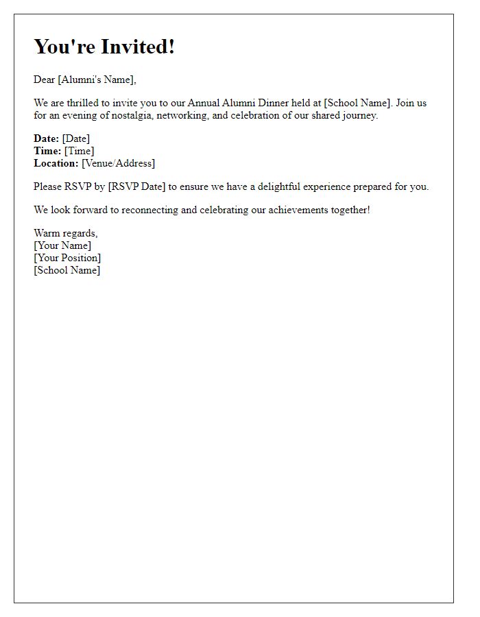 Letter template of private school alumni dinner invitation