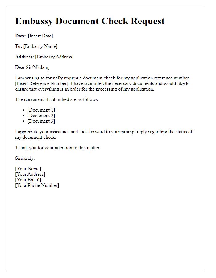 Letter template of Embassy Document Check Request