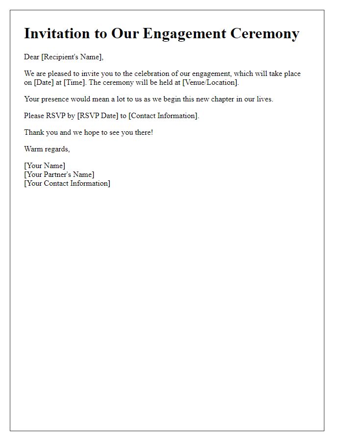 Letter template of engagement invitation for embassy personnel