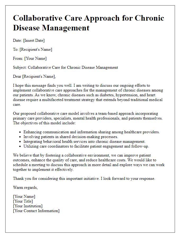 Letter template of collaborative care approaches for chronic disease