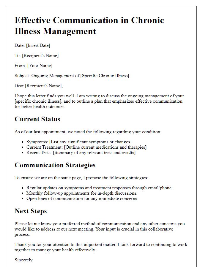 Letter template of effective communication in chronic illness management