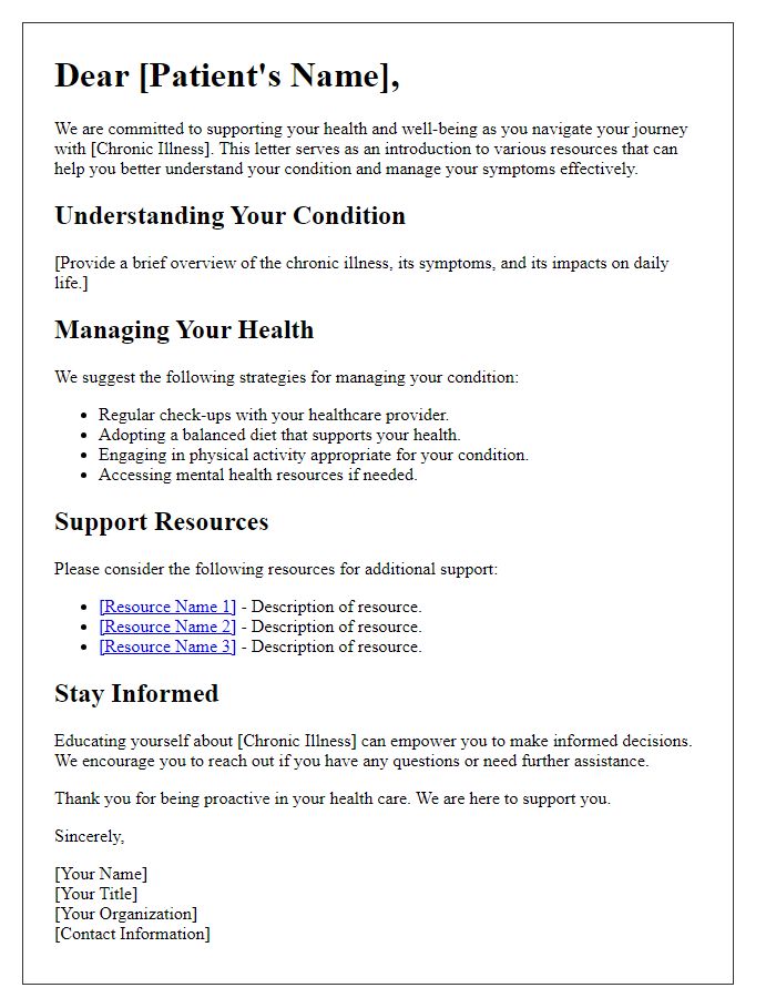 Letter template of patient education materials for chronic illness awareness