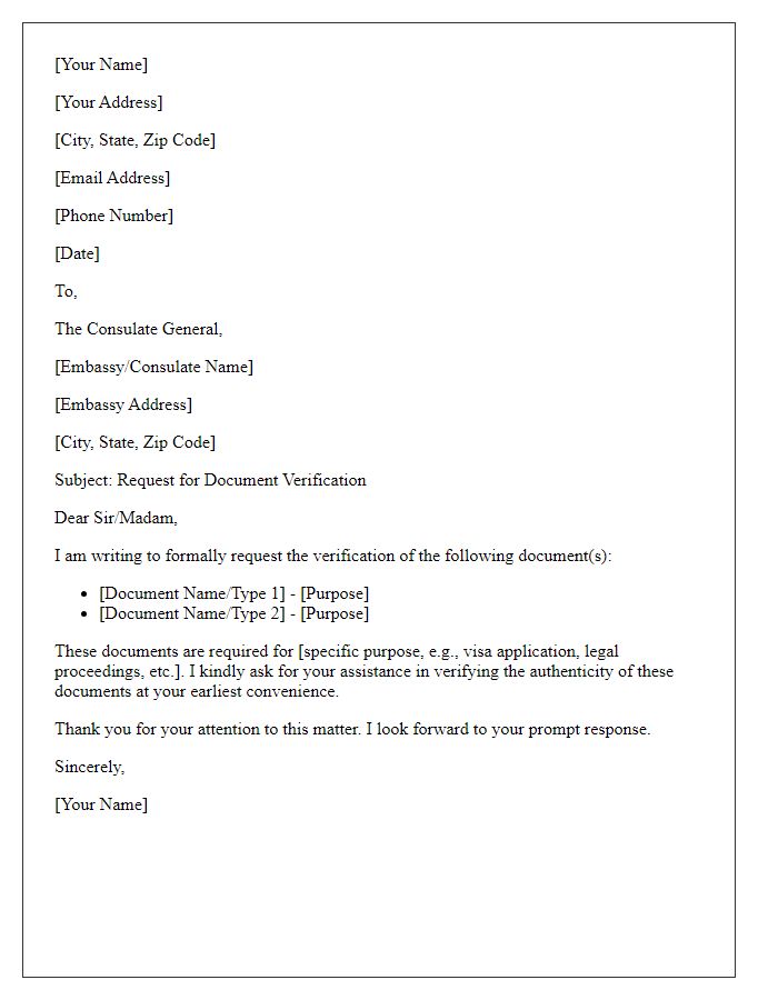 Letter template of embassy request for document verification