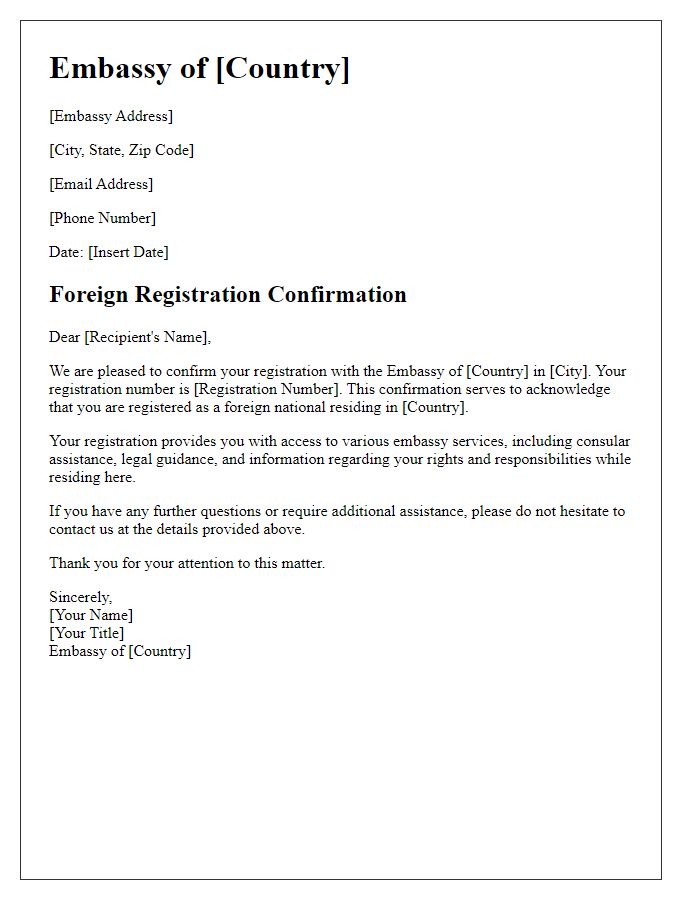 Letter template of Embassy Foreign Registration Confirmation