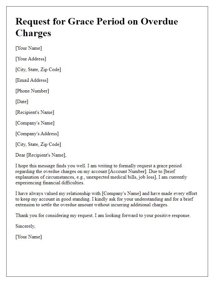 Letter template of request for grace period on overdue charges