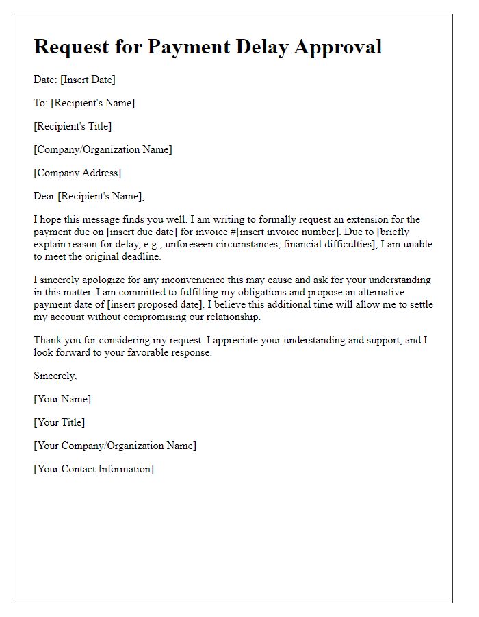 Letter template of appeal for payment delay approval