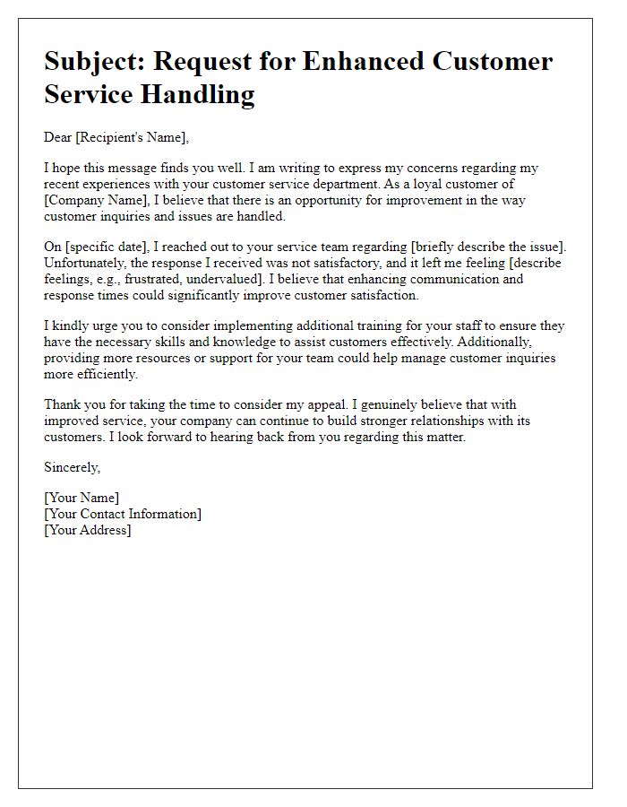 Letter template of appeal for better customer service handling.