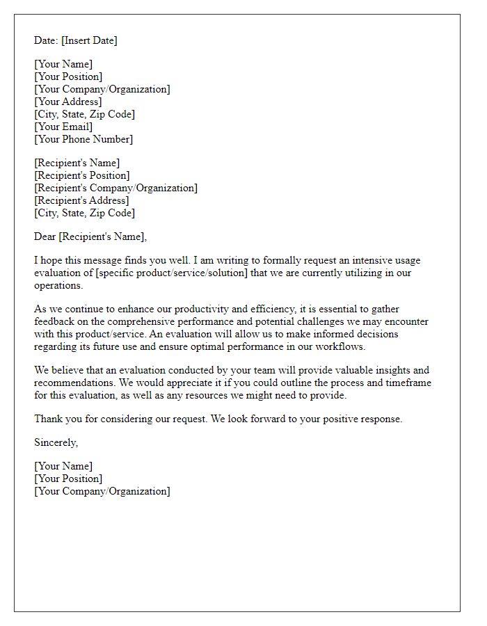 Letter template of request for intensive usage evaluation