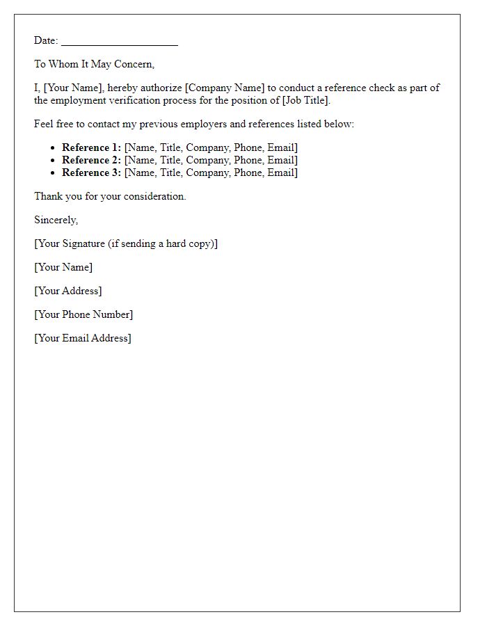 Letter template of reference check authorization for employment