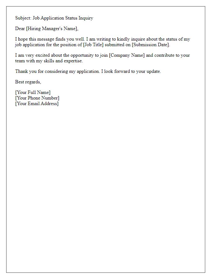 Letter template of status request for job application submitted