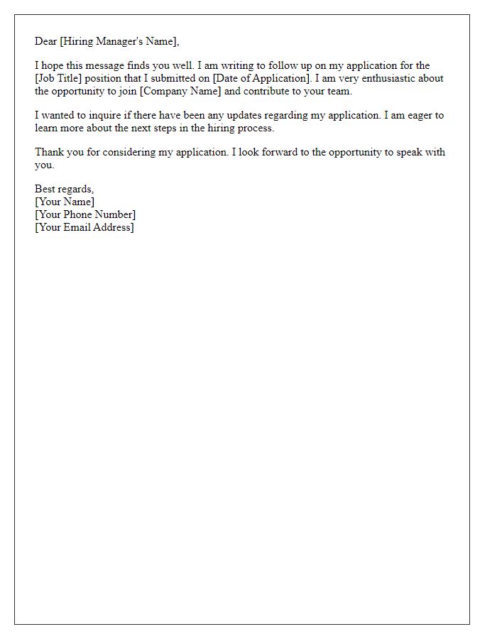 Letter template of follow-up on job application response