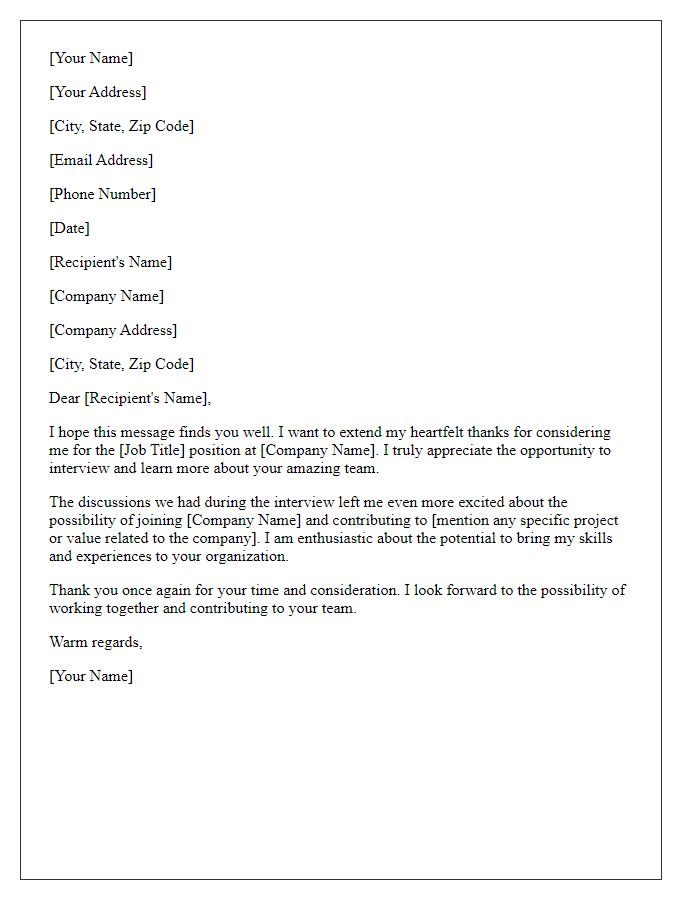 Letter template of heartfelt thanks for job recruitment consideration