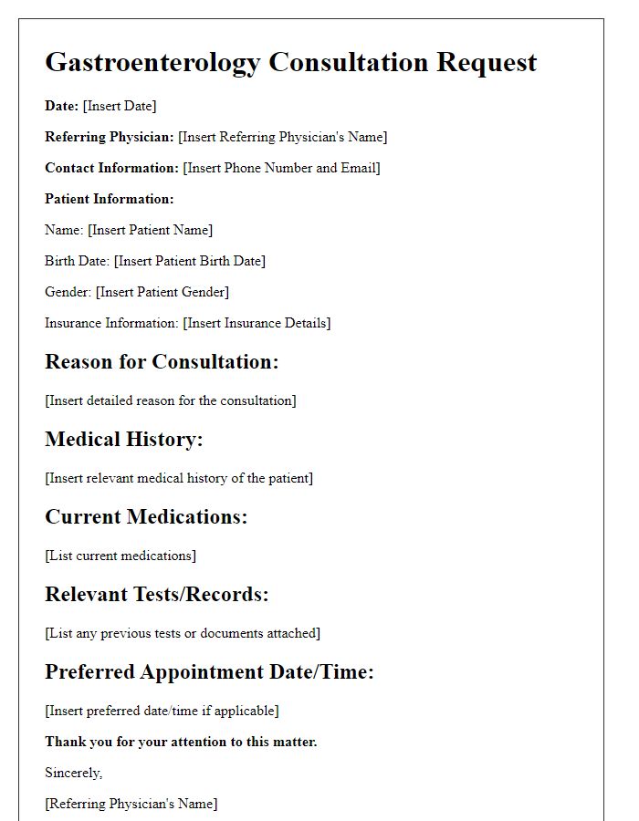 Letter template of gastroenterology consultation request