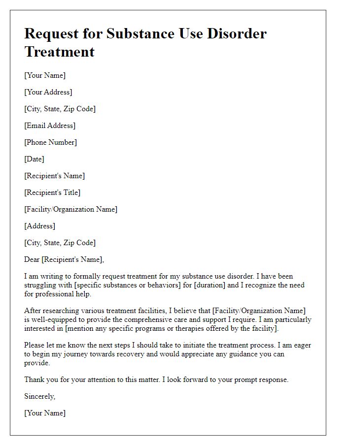 Letter template of request for substance use disorder treatment