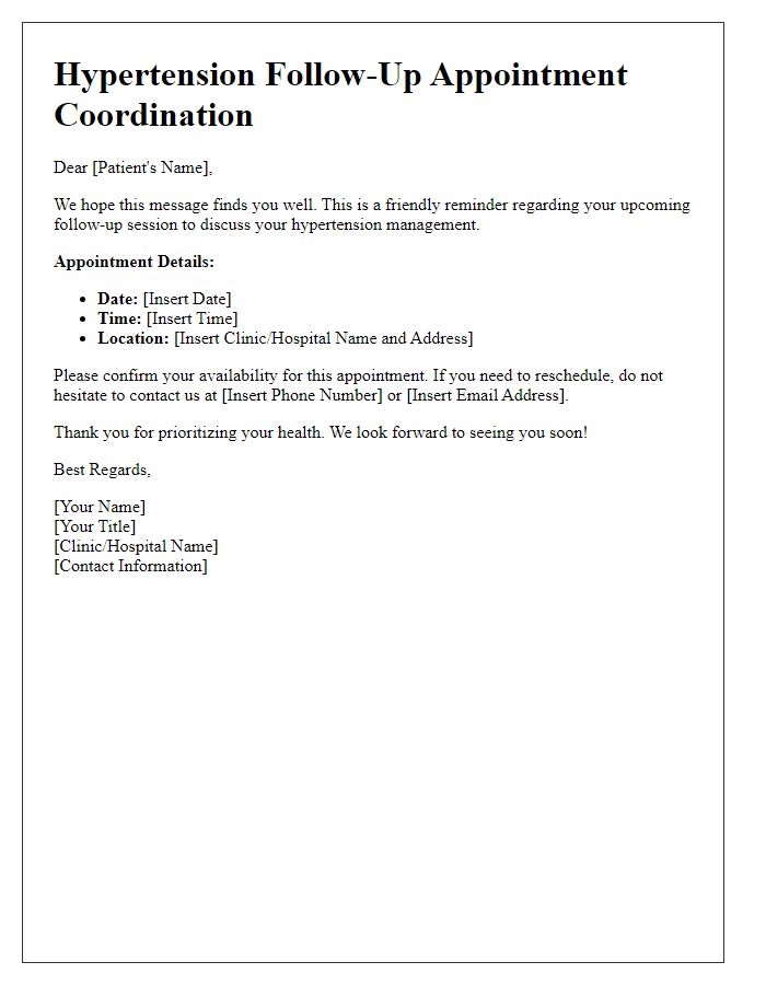 Letter template of hypertension follow-up session coordination