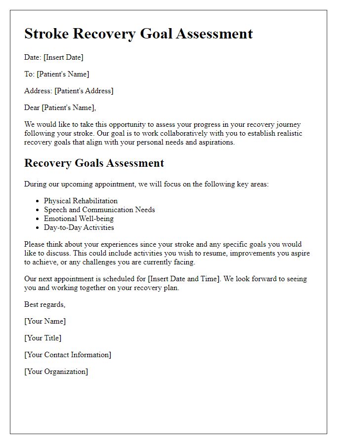 Letter template of stroke recovery goal assessment