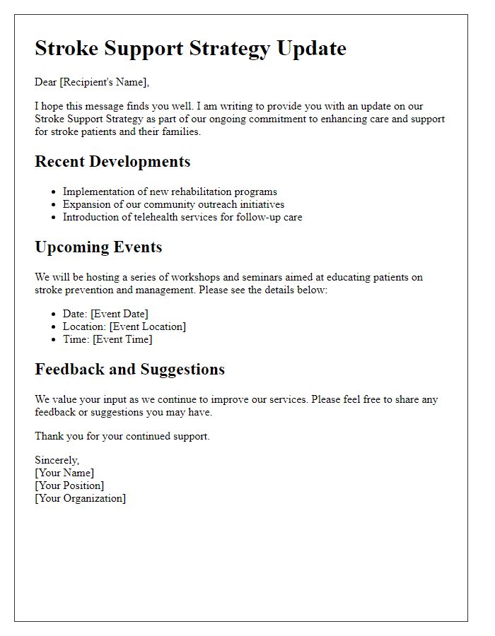 Letter template of stroke support strategy update