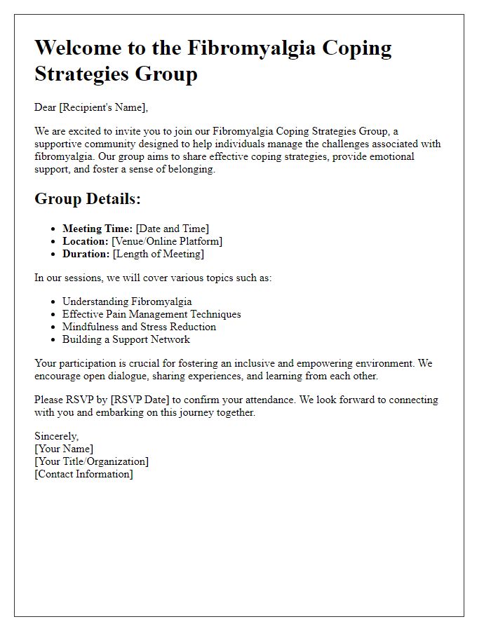 Letter template of engagement for fibromyalgia coping strategies group.