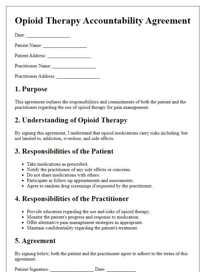 Letter template of opioid therapy accountability agreement