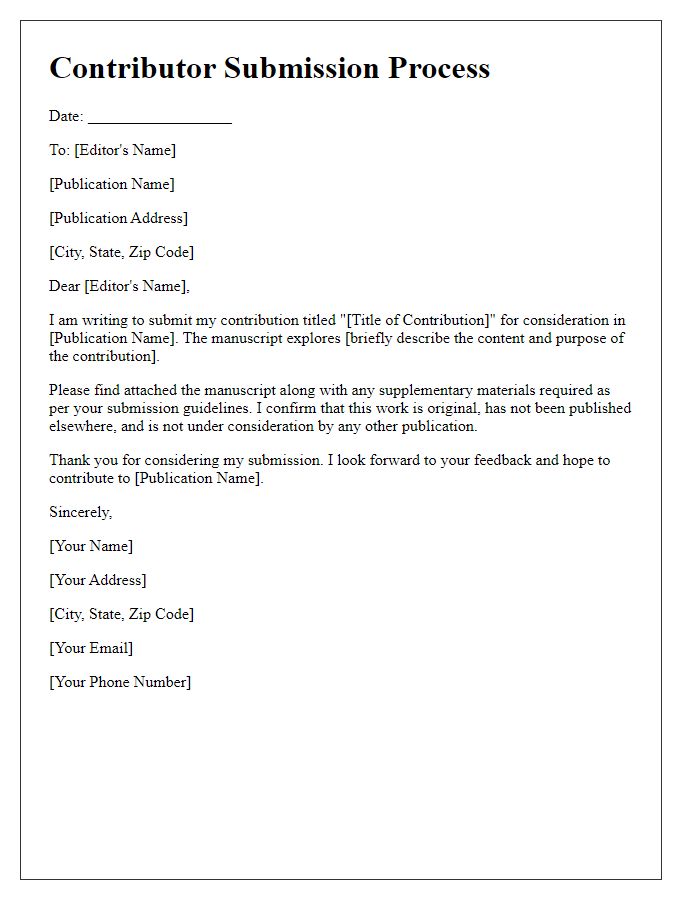 Letter template of contributor submission process.