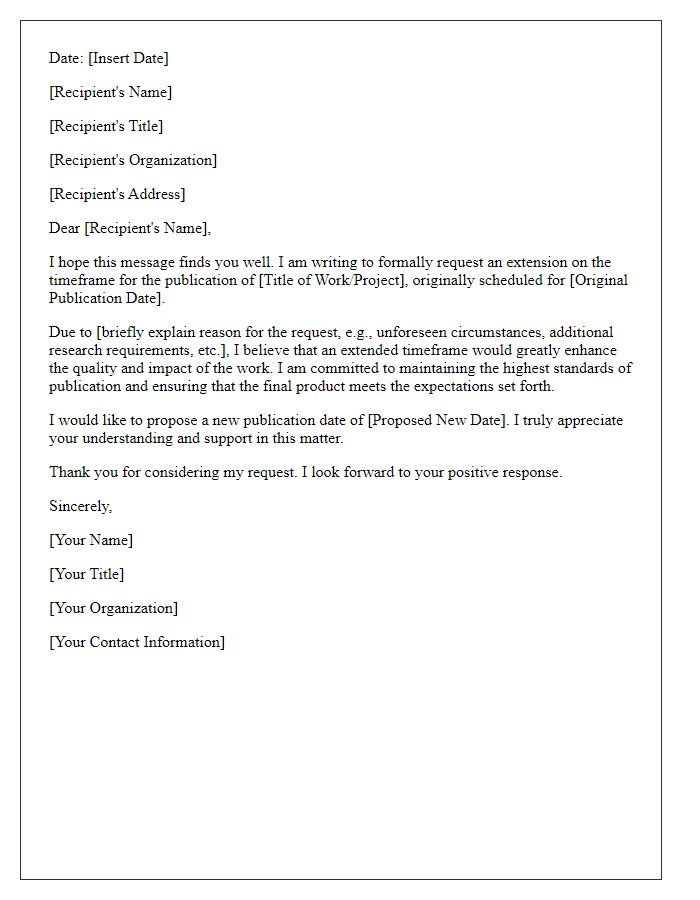 Letter template of proposal for an extended timeframe for publication