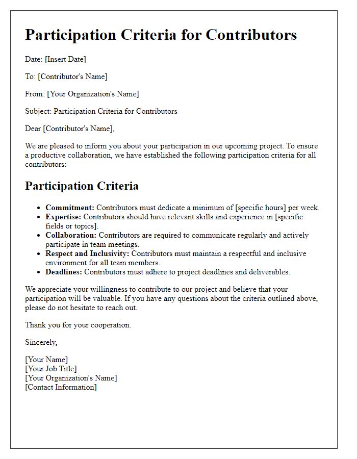 Letter template of Participation Criteria for Contributors