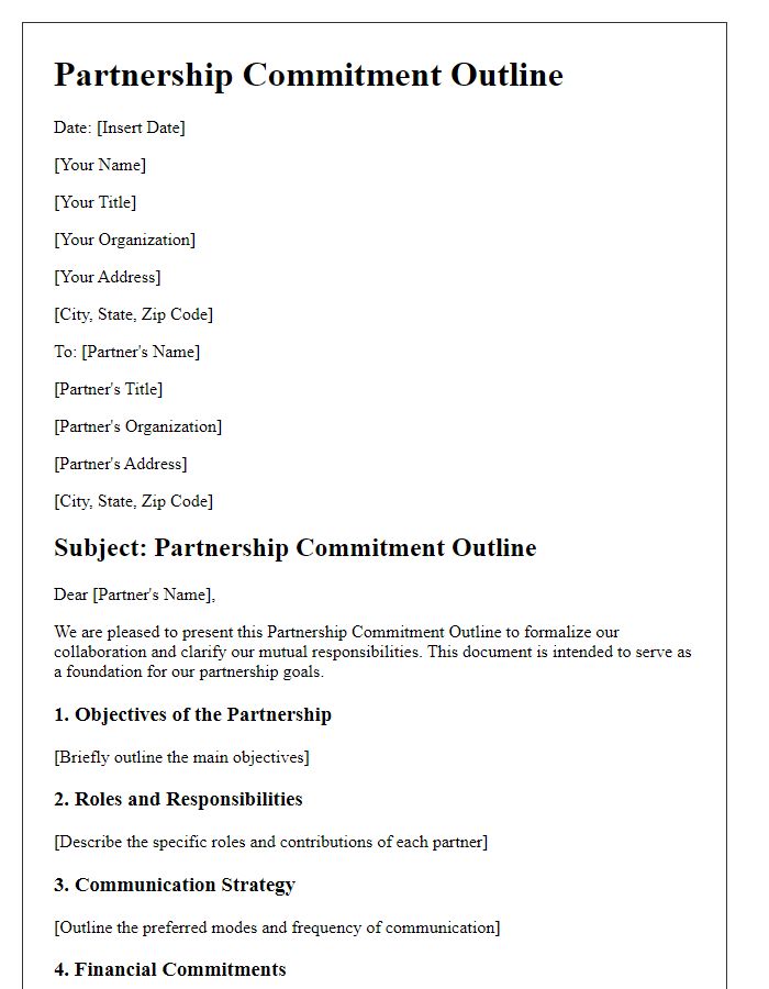 Letter template of Partnership Commitment Outline