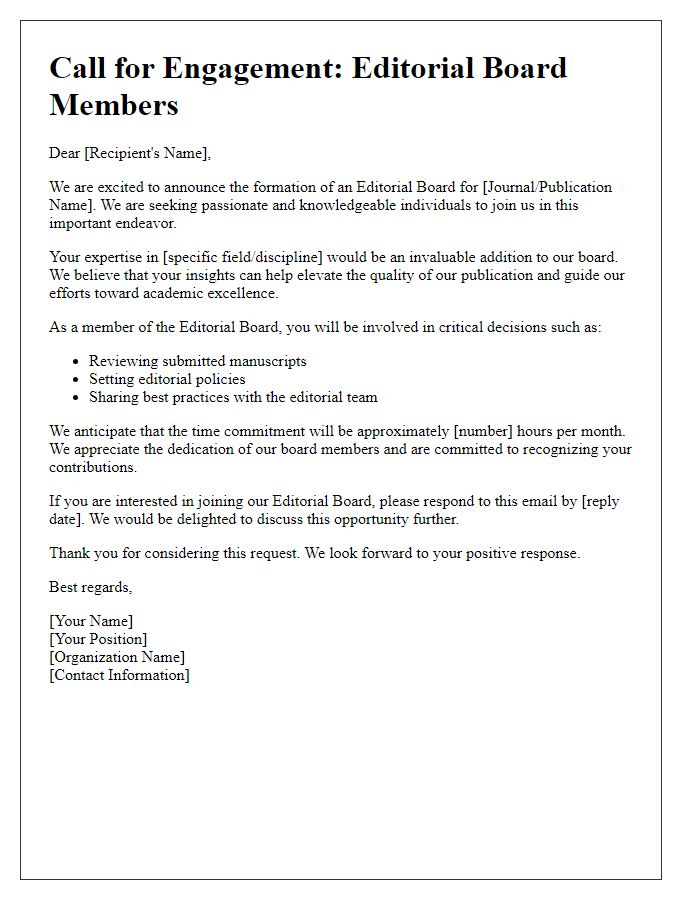 Letter template of Call for Editorial Board Engagement.