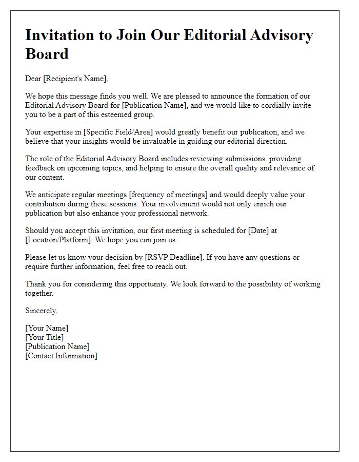 Letter template of Invitation for Editorial Advisory Board Participation.