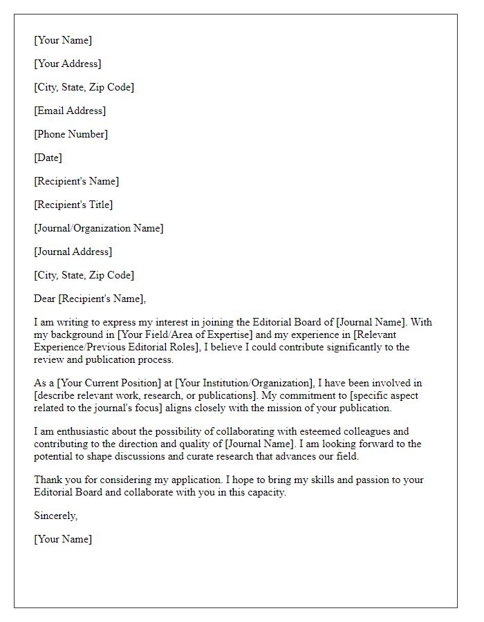 Letter template of Proposal to Join the Editorial Board.