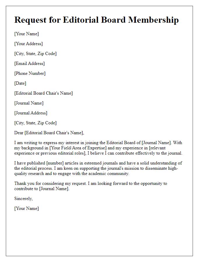 Letter template of Request for Editorial Board Membership.