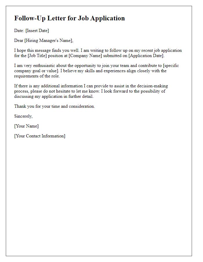 Letter template of follow-up for job application after no response