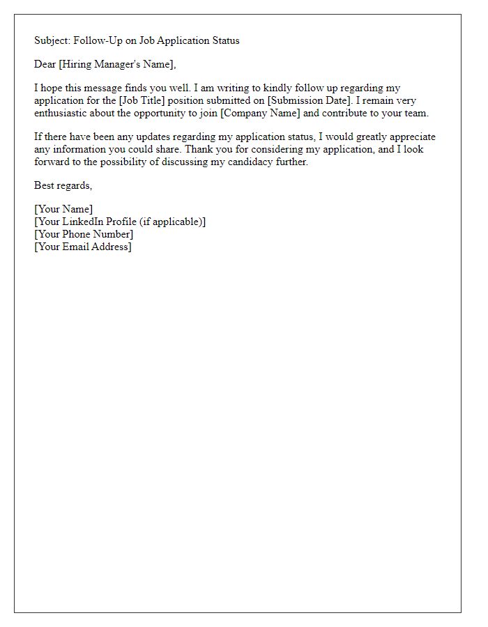 Letter template of polite nudge for job application update