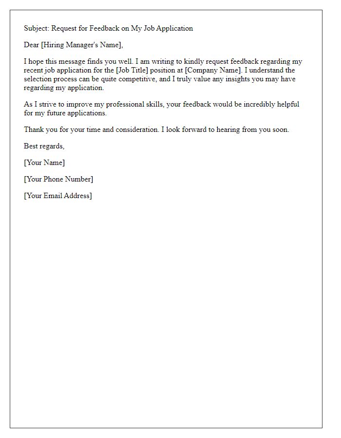 Letter template of request for feedback on job application