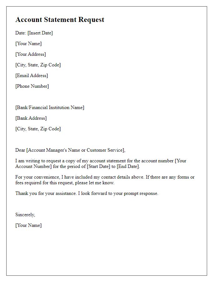 Letter template of account statement request